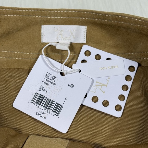 Le' AL.X Women's Size Large Camel Suede Leather Mini Skirt $259 - Picture 4 of 10